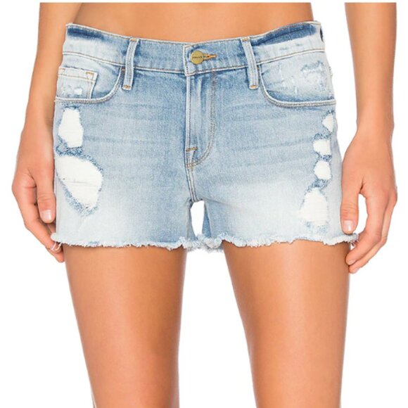 Frame Le Cutoff Distressed Denim Jean Shorts in Taffs